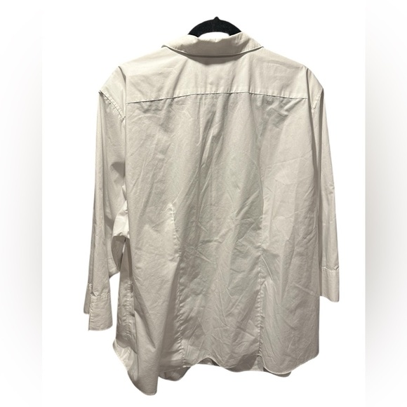 Lands End Shirt No Iron Supima Button Up Blue/White Stripe Long Sleeve Women 24W - Picture 3 of 5